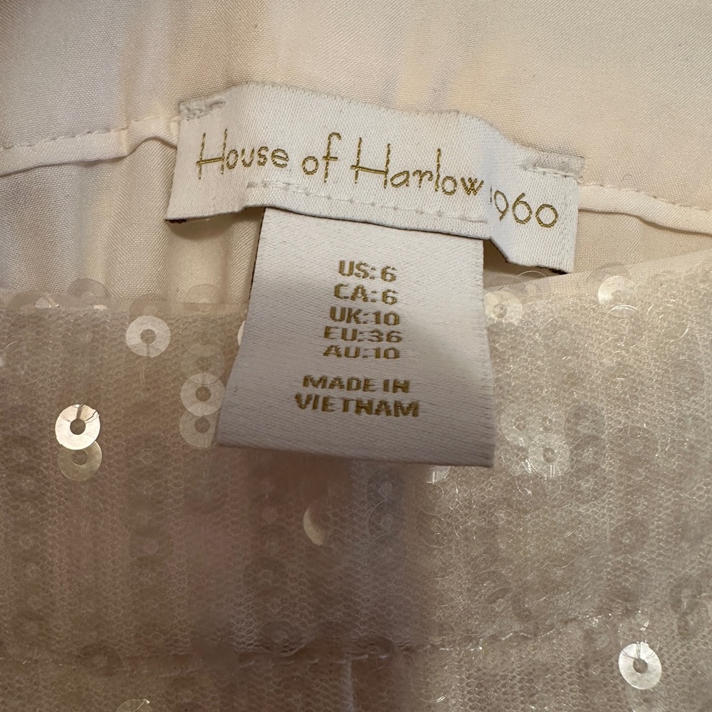 House of Harlow 1960 Sequin Wide Leg Trousers, Size 6, Ivory/Cream - Picture 4 of 4